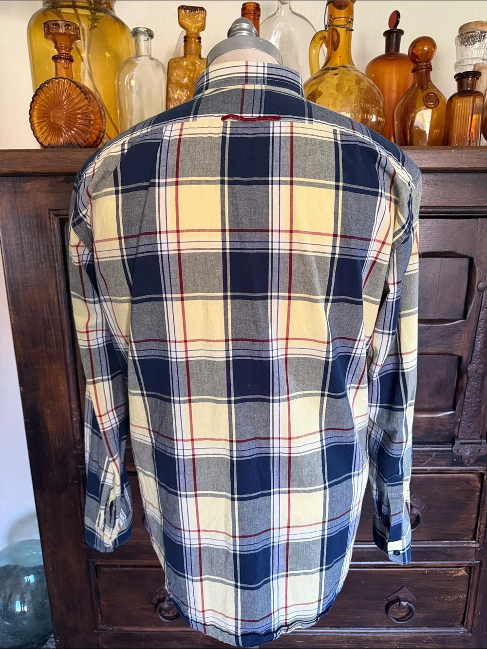 Men's Ralph Lauren Polo Yellow & Navy Plaid Button-Down Shirt